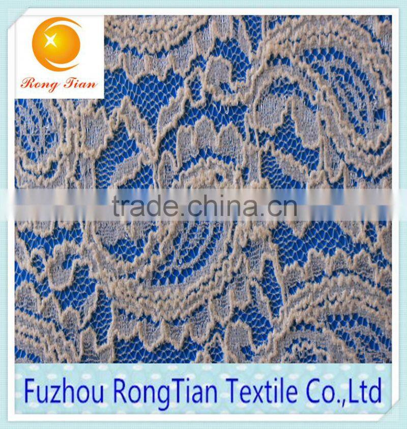 Wholesale white high elastic cashew pattern lace fabrics