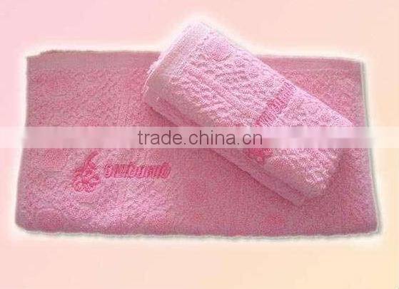 cotton white dobby bath towel with embroidery