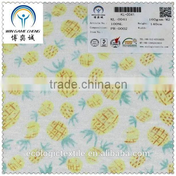 2016 New Fashion 100% Linen Printed Knitted Fabric