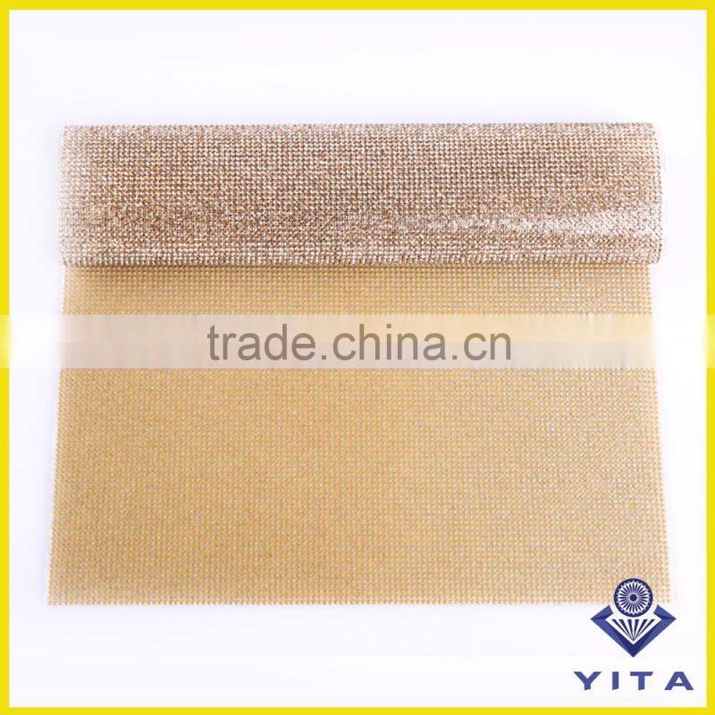 Fashion 24cm*40cm hot fix crystal rhinestone mesh sheet for bag