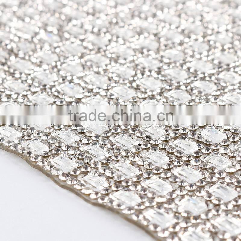 2016 xiumao factory rhinestones meshes/aluminum/brass hotfix mesh/metallic mesh fabric with spangles