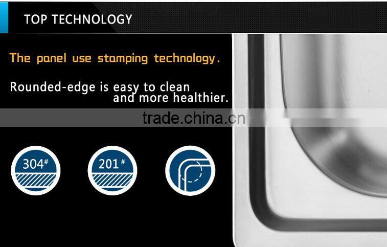 Commercial hotel restaurant stainless steel kitchen sink cabinet with faucets