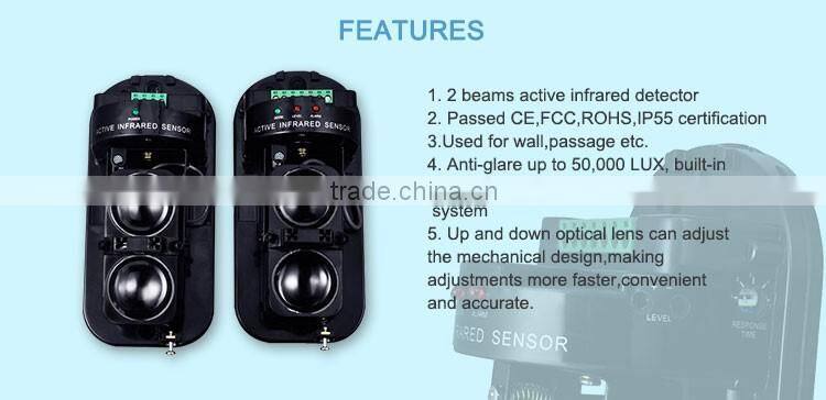 Active Infrared 2 Beams Barrier Sensor For Intrusion Detection