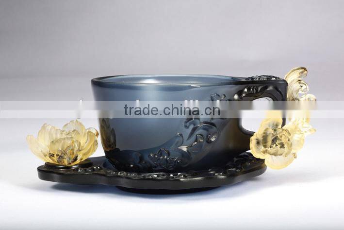 2015 new design hot sale crystal coffee cup, saucer coffee cup and saucer