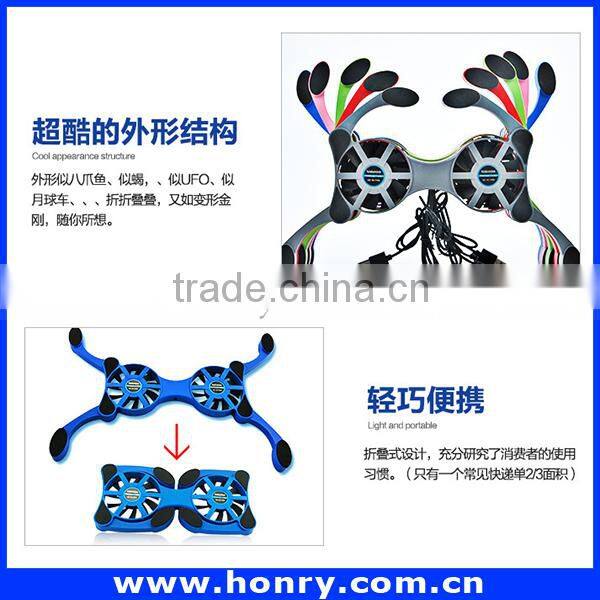 2016 Hot selling 2 fans laptop cooling pad / folding laptop cooler / USB Laptop Cooler