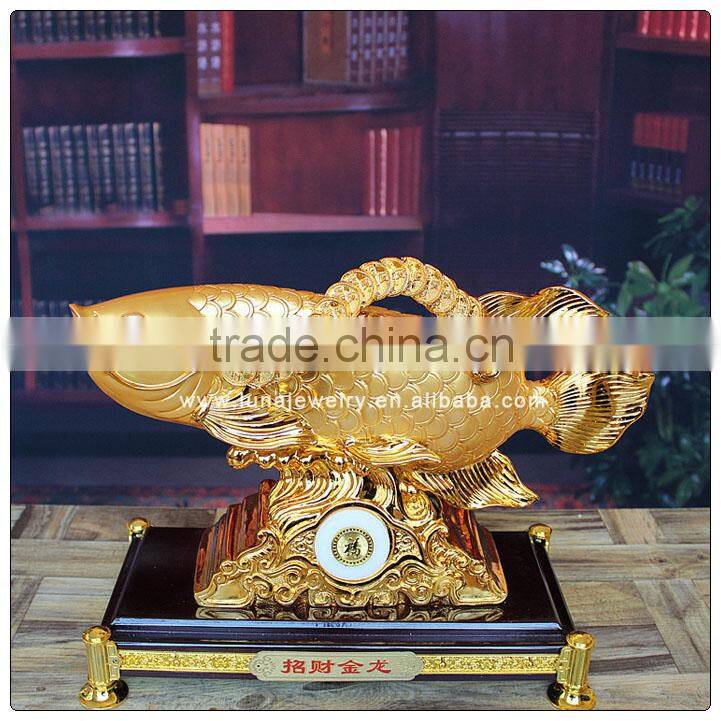 Gold Color Chinese Fengshui fish statue ,resin animal statue for home decoration