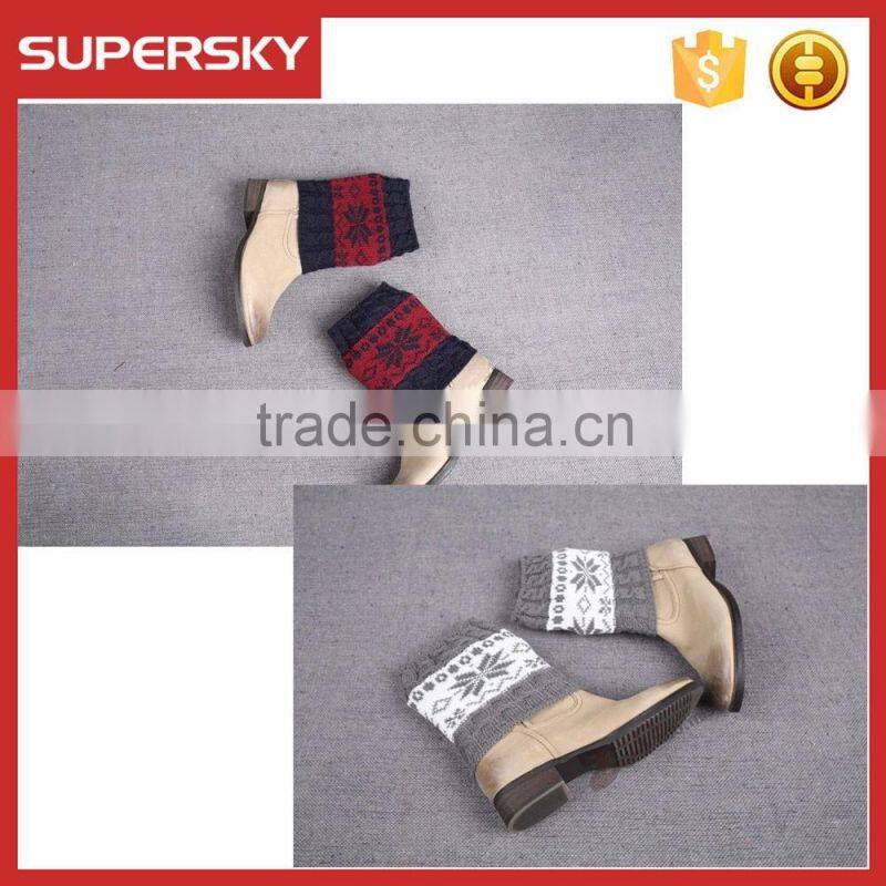 F260 cute women winter boot cuff snow flake pattern