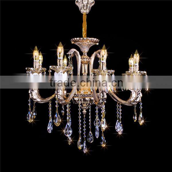 Gold Antique European Crystal Chandelier Glass Arm Candle Chandelier for Building Decoration