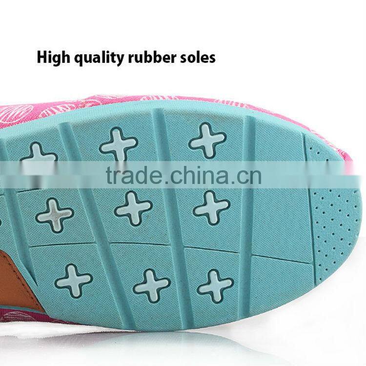 comfort and breathable sneaker slip on rubber sole lady canvas shoes