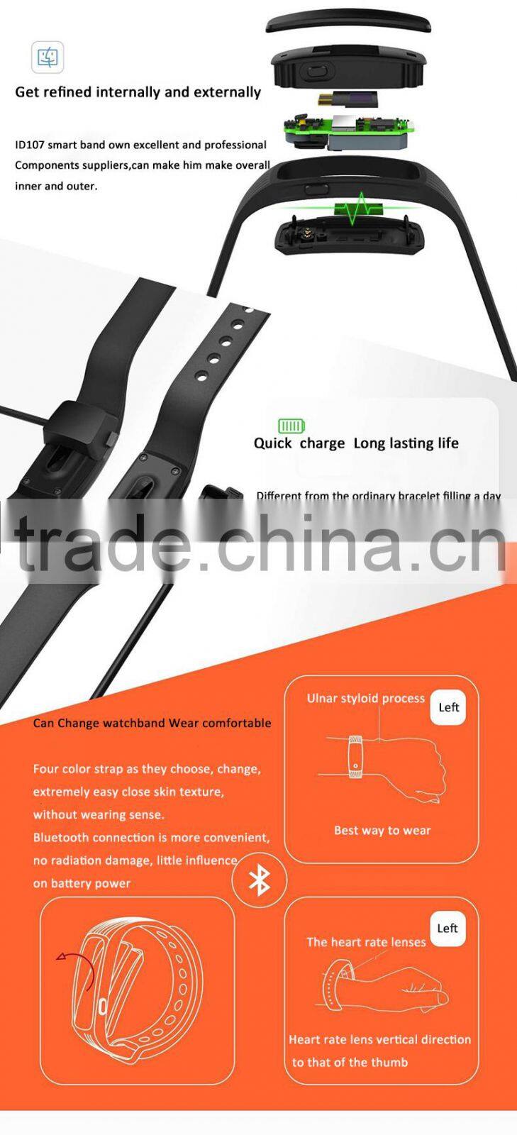 Smart Band Bluetooth 4.0 Smart Bracelet Heart Rate Monitor Wristband Fitness Tracker smartband for Android iOS