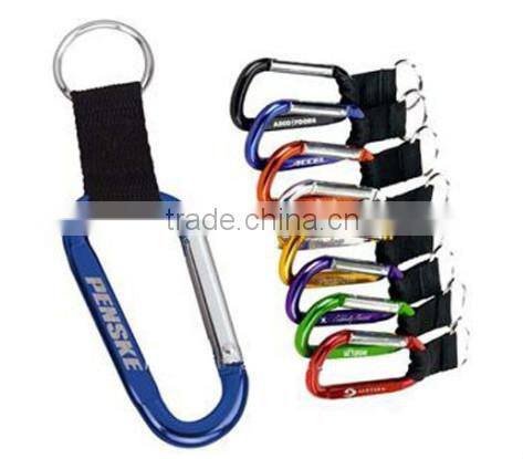 High Quality Aluminum Carabiner with Lanyard and Keyring