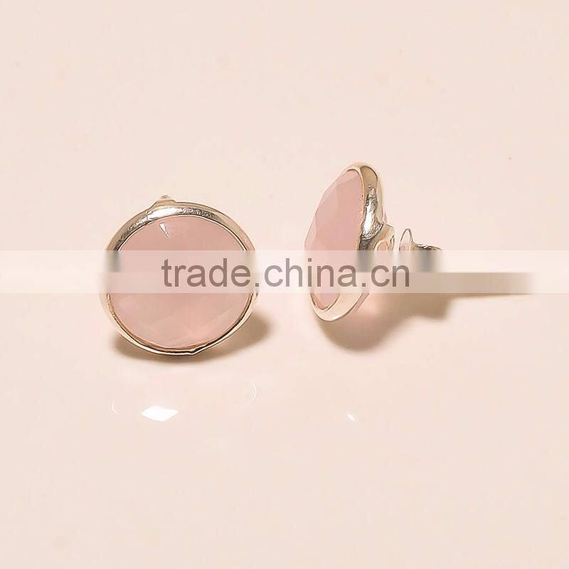 Pink Chalcedony Gemstone Earrings