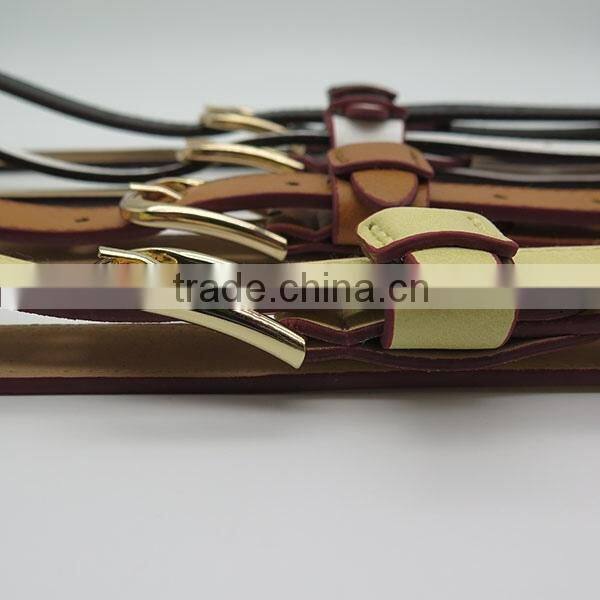 Colorful skinny women leather belt