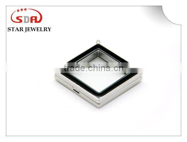 Stainless steel magnetic living floating locket pendant silver with crystals Charm Magnetic Glass Frame Necklace supplier