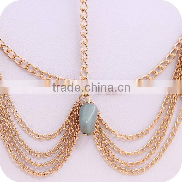 bohemia turquoise chain hair accessories bridal jewelry
