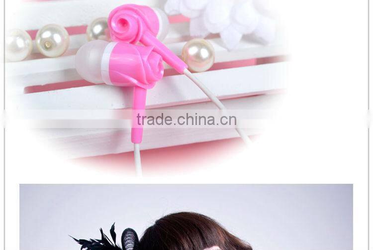 ULDUM noise isolation tone rose plastic headphone with mic for mp3 music player