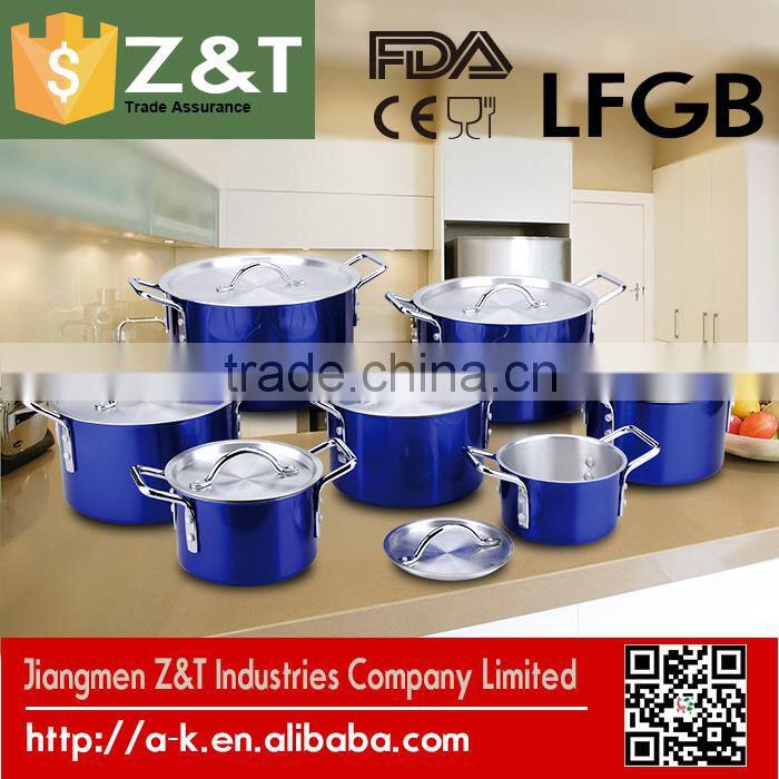 ALUMINUM DURABLE COLORED COOKWARE SET WITH DOUBLE CHROMED HANDLE