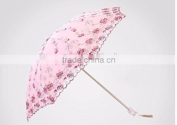 4 folds inverse tiantang frame Pretty Classic foldable lace sun umbrella