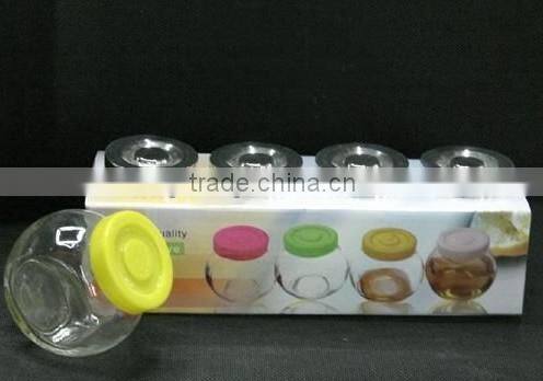 Clear glass storage jar sets with rack