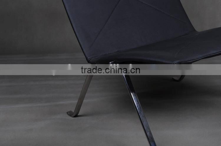304# stainless steel ergonomic leather chaise lounge pk22 chair replica