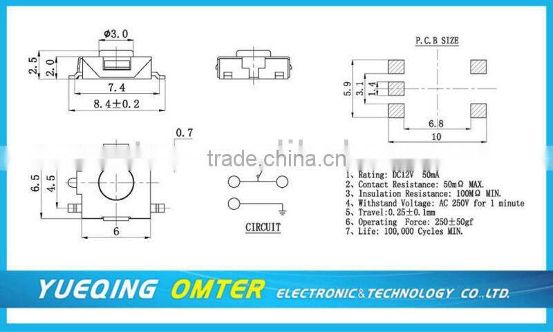TS0644-0252b12v tact switch