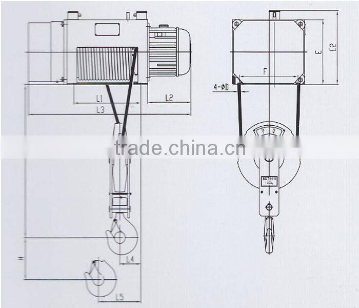 cheap wire rope wireless remote control 250kg electric hoist