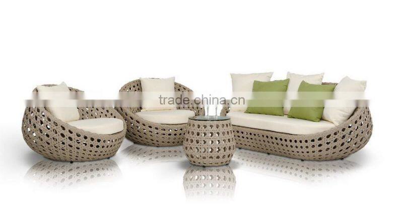 Wicker Patio garden sofa set Outdoor Furniture (1.2mm alu frame powder coated,10cm thick cushion, waterproof fabric)