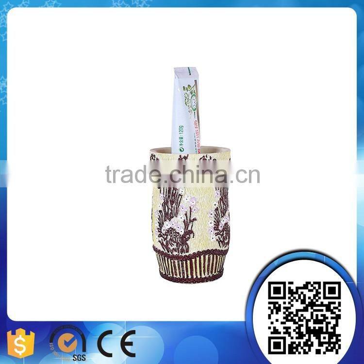 Dongguan direct classical painting flower resin bathroom accessories set for wholesale