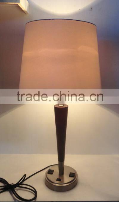 Fabric shade w/USB/Rocker Switch hotel bedside lamp with outlets