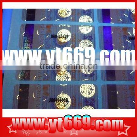hot stamp hologram label with fluorescence invisible fiber serial number