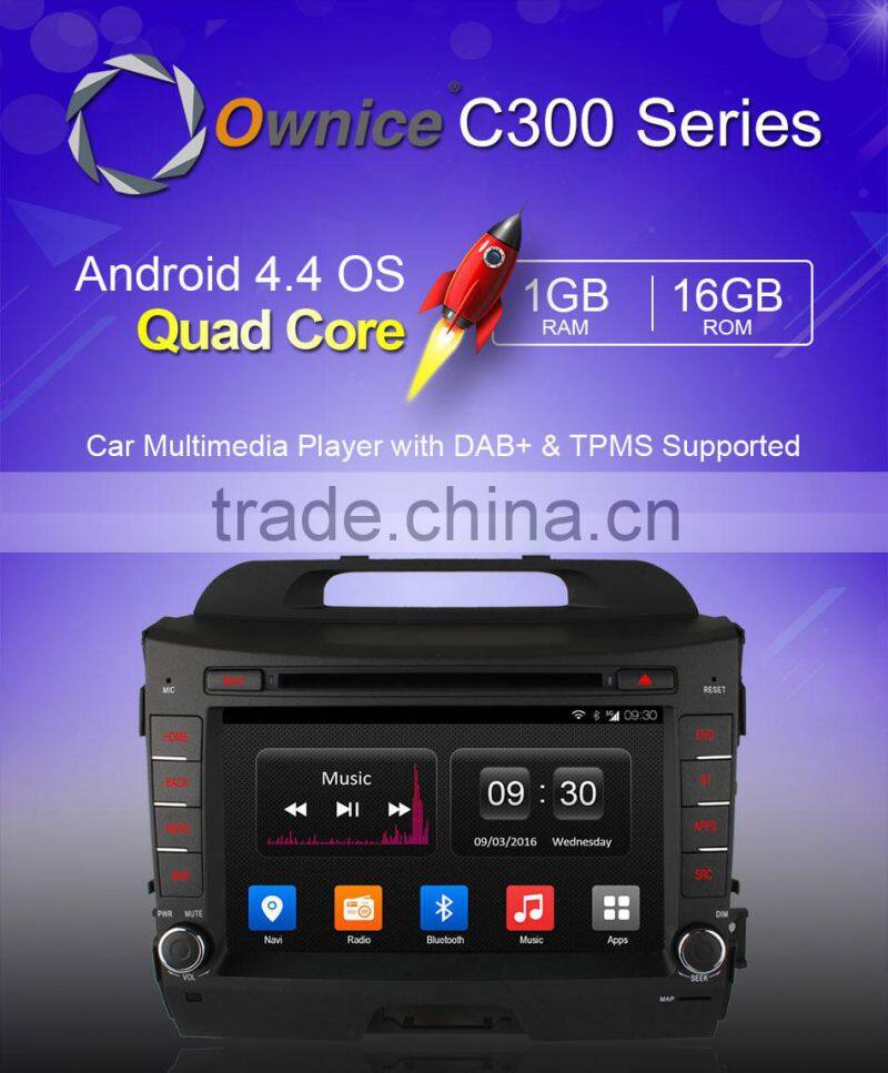 Android 4.4 1G Ram 16G Rom quad core Ownice C300 car stereo GPS for Kia Sportage R with wifi GPS NAVI DAB