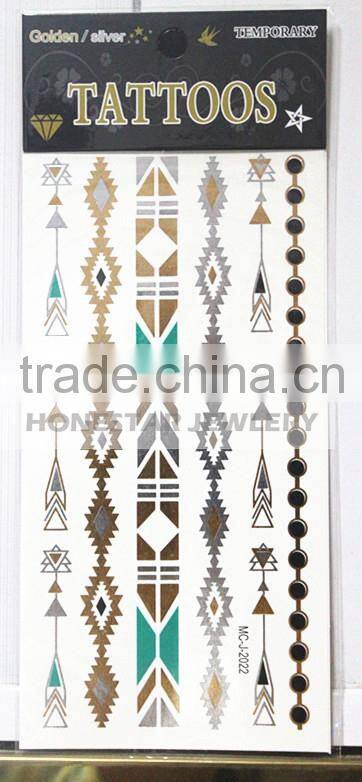 HONESRAR Gold Silver black custom designed metallic temporary tattoos