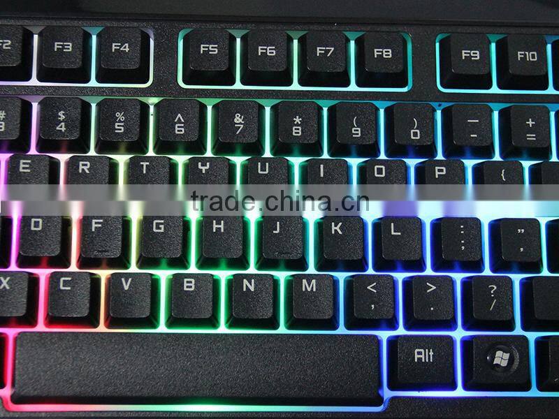 New Rainbow LED Backlit Wired gaming Keyboard Seven Automatic Color Backlit Mouse Combo Set
