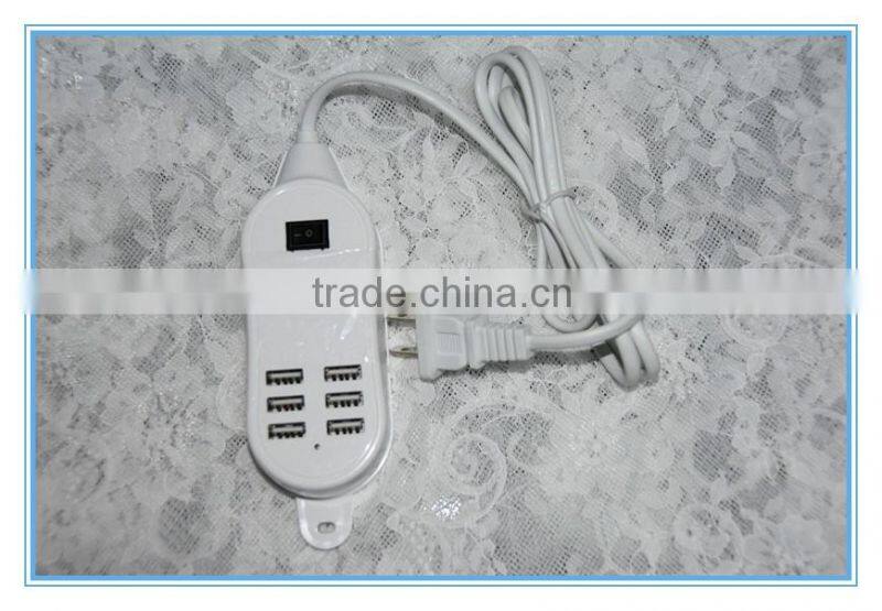 High speed 6 port usb socket charger with 1.5m power cord