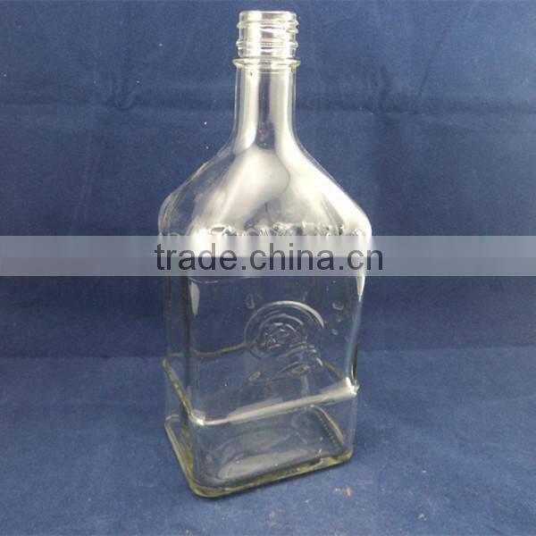 wholesale engraving square liquor glass bottles, glass wine bottles