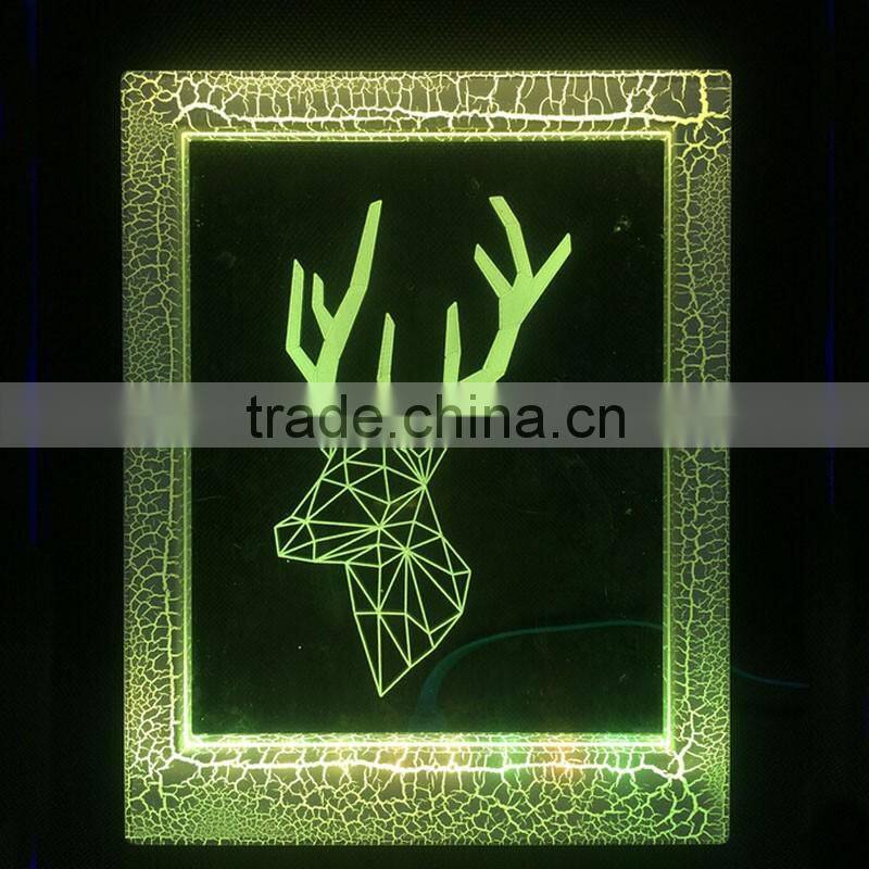 Creative Christmas Decoration Gift 3D Deer Photo Frame LED 7 Colors Flashing Desk Night Light
