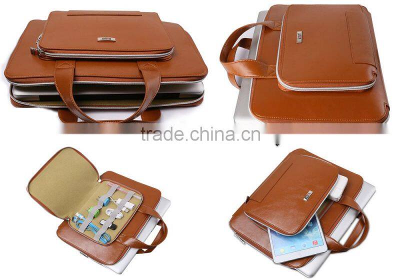BUBM 2016 Portable Bag For Macbook Air 12 PU Leather Case Bag For Apple For Macbook 12" coffee color
