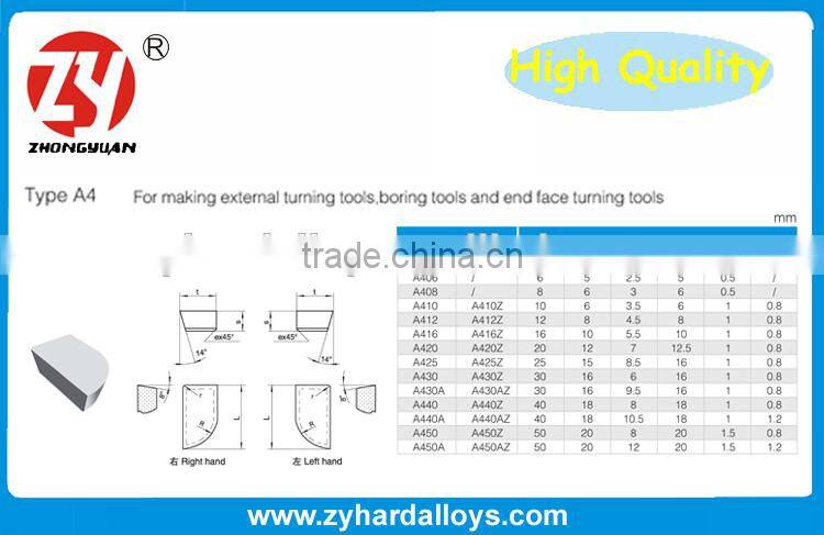 YG6 sintered type A carbide brazed tips