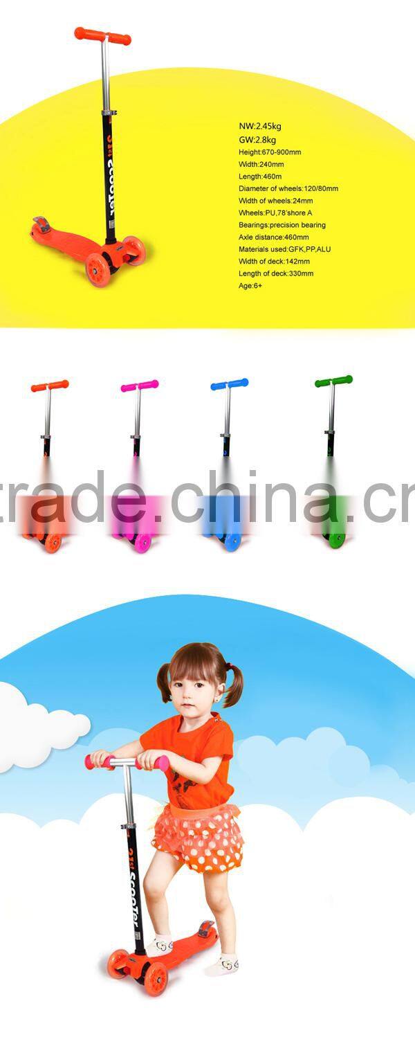 2015 new design cheap plastic three wheel kids scooter