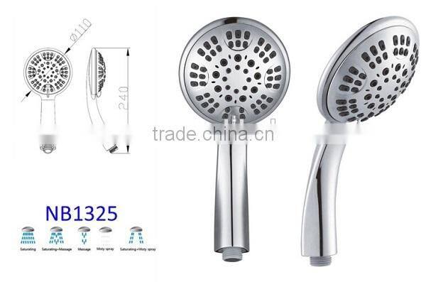chrome abs hand shower,hand-held shower head,5-jet hand-held shower