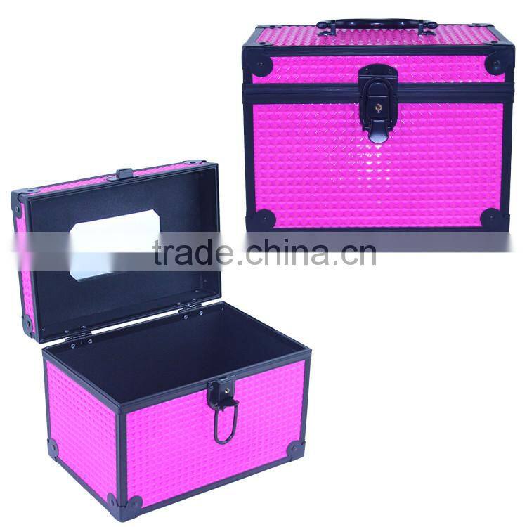 Pink Color Hard Side Aluminum Vanity Case For Travel