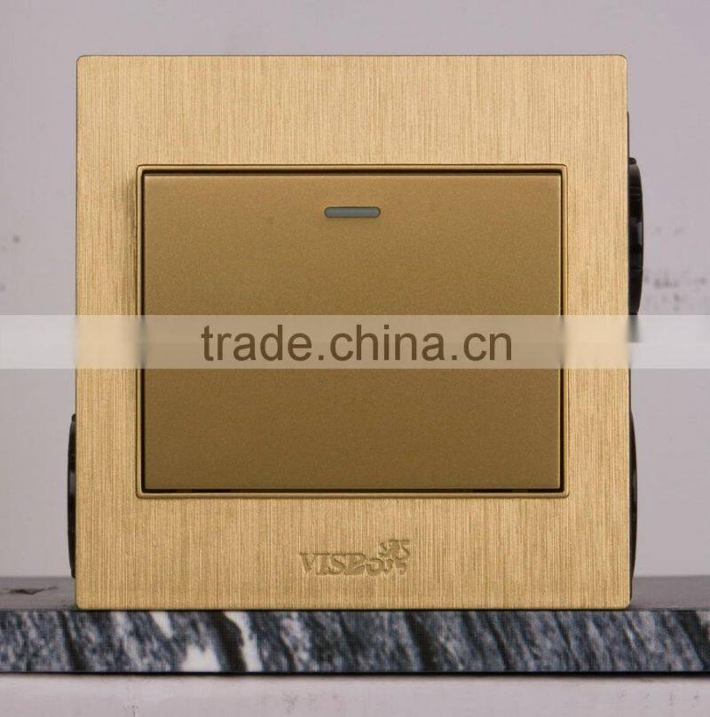 Manufacturer VISBO Luxury Champaign gold PC Panel Push button 1 Gang 2 Way Switch