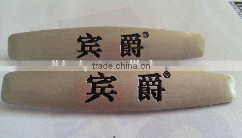 metal car chair logo , gun black plating zinc alloy metal tag for car chairs,metal chair nameplate