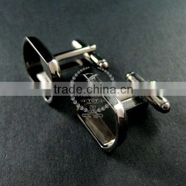 13x18mm setting size steam punk watch movement gun black DIY base tray French cufflink supplies cuff link findings 1500031
