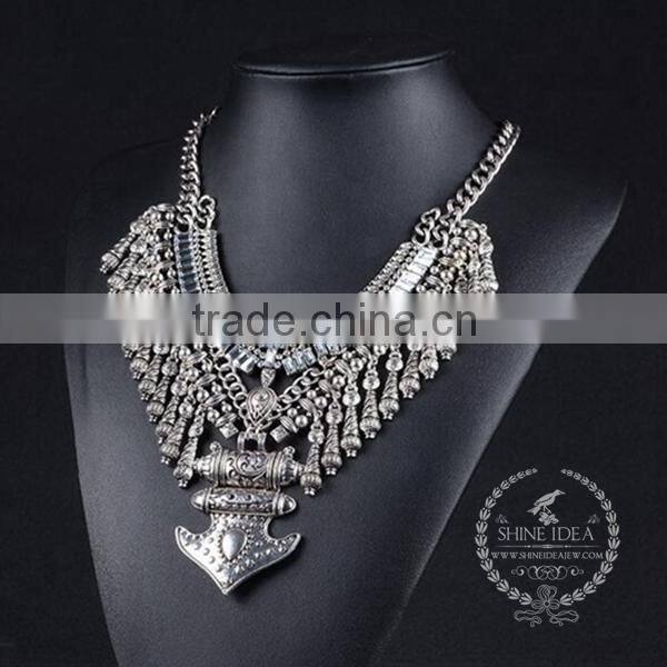 high quality vintage rhinestone chunky statement necklace tin alloy fashion women pendant necklace 6390095
