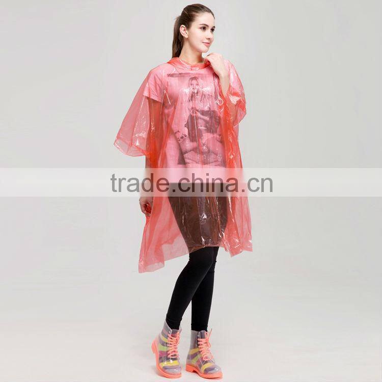 Best selling new design disposable PE rain poncho for girls