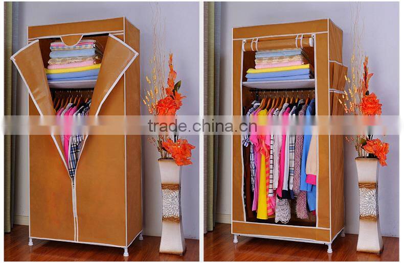 Rose Red Fabric Cupboard Bedroom Rack Shelve Rail Clothes Storage Wardrobe