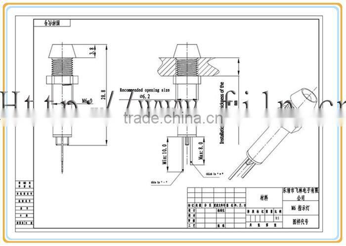 6mm panel mounting hole temperature indicator led
