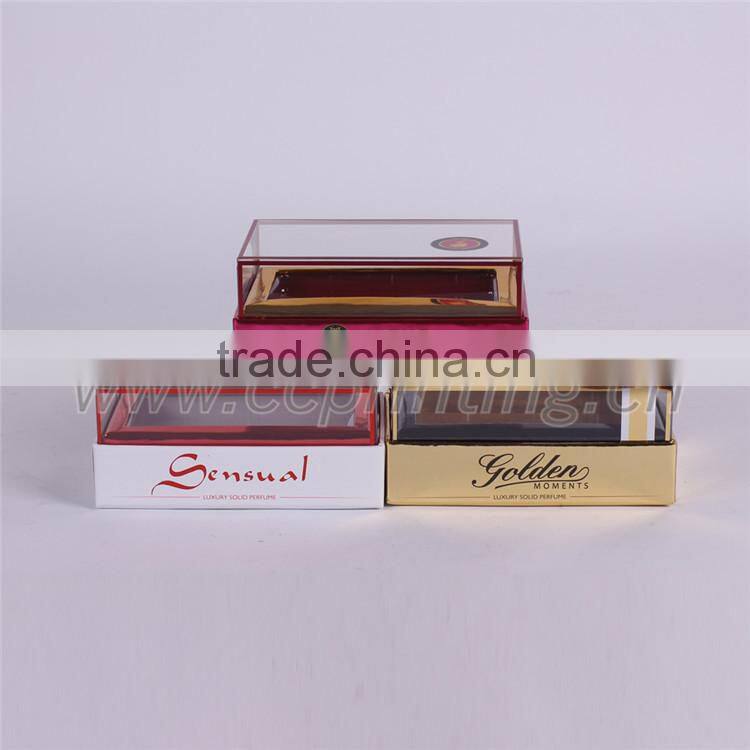 creative perfume packing box with plastic lid