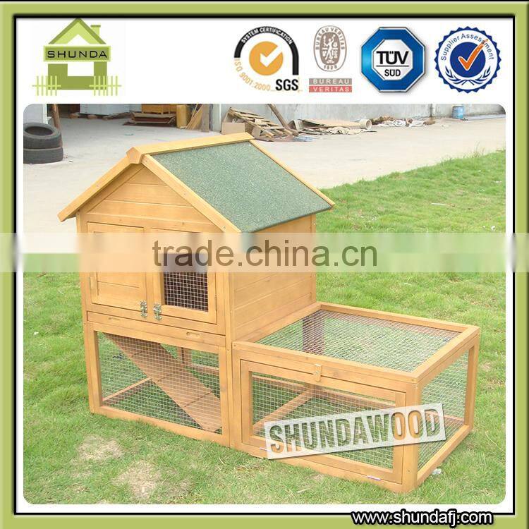 SDR018 Fir Wood Luxury Folding commercial Rabbit Cage with metal Tray and Run